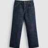 Mid-Waist Washed Straight-Leg Denim Jeans — Cotton-Wool Blend Casual Comfort