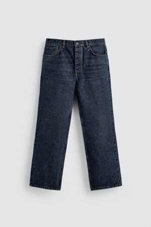 详情-07 Mid-Waist Washed Straight-Leg Denim Jeans — Cotton-Wool Blend Casual Comfort
