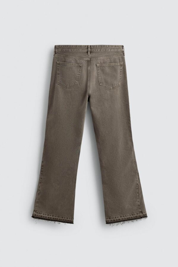 Irregular-Hem Mid-Waist Flare Denim Pants — Statement Layered Cuffs & Modern Casual Fit