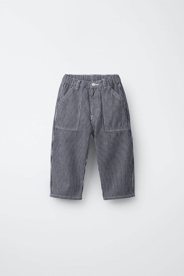 详情-08 Striped Relaxed-Fit Denim Pants — Soft & Comfortable Toddler Casual Wear
