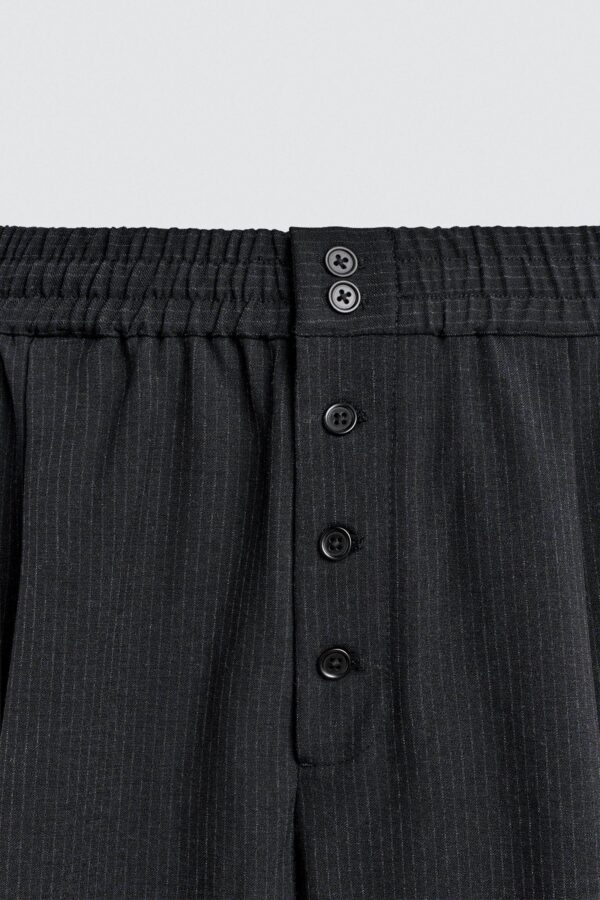 Relaxed-Fit Fine Stripe Straight Pants — Lightweight Minimal Casual Essential