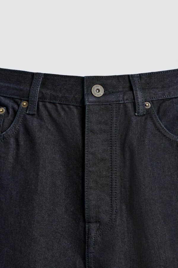 Mid-Waist Raw Straight-Leg Denim Jeans — Cotton-Wool American Casual Structure