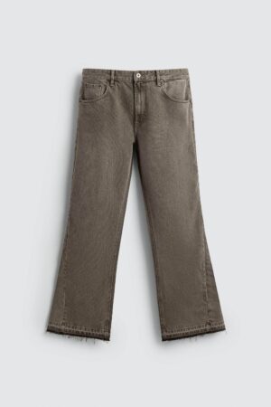 详情-09 Irregular-Hem Mid-Waist Flare Denim Pants — Statement Layered Cuffs & Modern Casual Fit