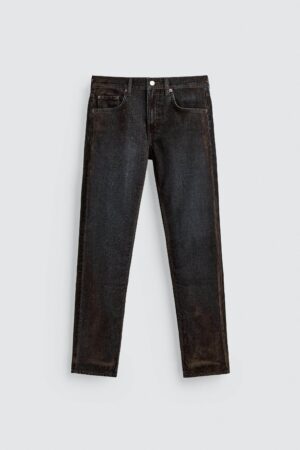 详情-10 Flocked Washed Velvet-Effect Loose Denim Pants — Soft Handfeel & Relaxed Casual Fit