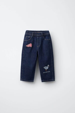 Patchwork Relaxed-Fit Denim Pants — Playful & Comfortable Toddler Wear