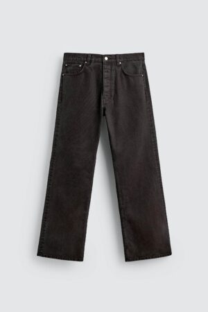 American Waxed Mid-Rise Flared Denim Jeans — Retro Silhouette with Modern Texture