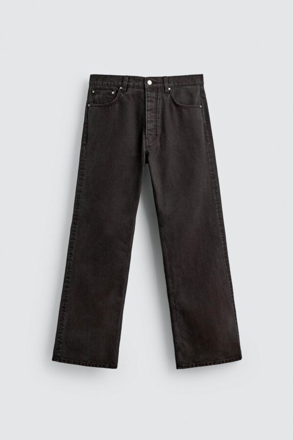 American Waxed Mid-Rise Flared Denim Jeans — Retro Silhouette with Modern Texture
