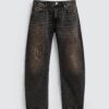 详情-11 Mid-Waist Washed Barrel-Leg Denim Jeans — Relaxed Fit with Modern Volume