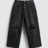 详情-11 Mid-Waist Ripped Workwear Denim Jeans — Relaxed Utility Casual Fit