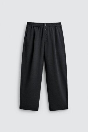 Relaxed-Fit Fine Stripe Straight Pants — Lightweight Minimal Casual Essential