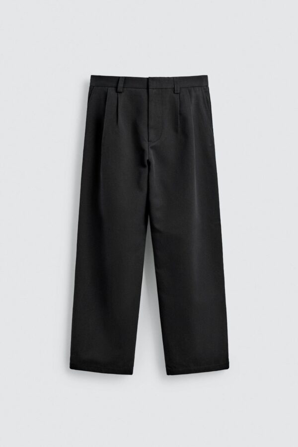 详情-12 Pleated Wide-Leg Lyocell Blend Pants — American Casual Fluid Drape