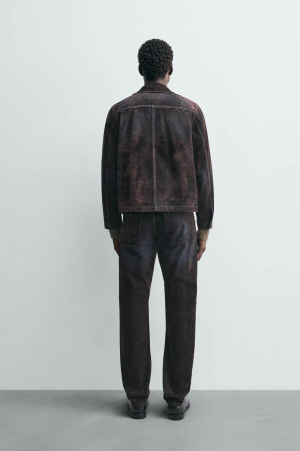 Flocked Washed Velvet-Effect Loose Denim Pants — Soft Handfeel & Relaxed Casual Fit