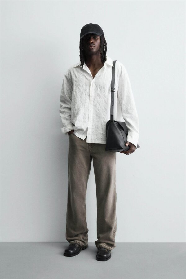 Irregular-Hem Mid-Waist Flare Denim Pants — Statement Layered Cuffs & Modern Casual Fit